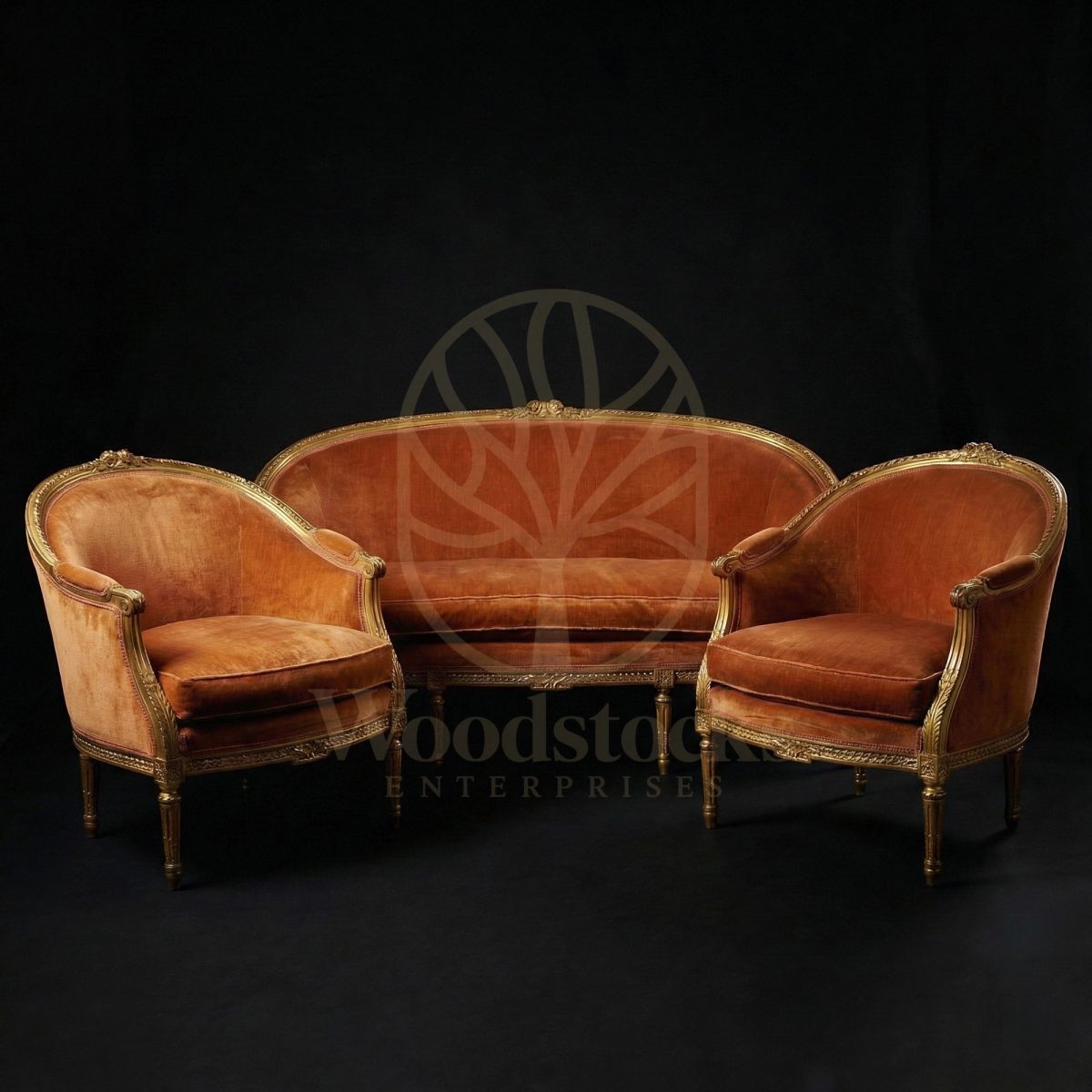 Royal Hand Carved Teak Parisian Giltwood Salon Suite, Saharanpur, Sofa Set
