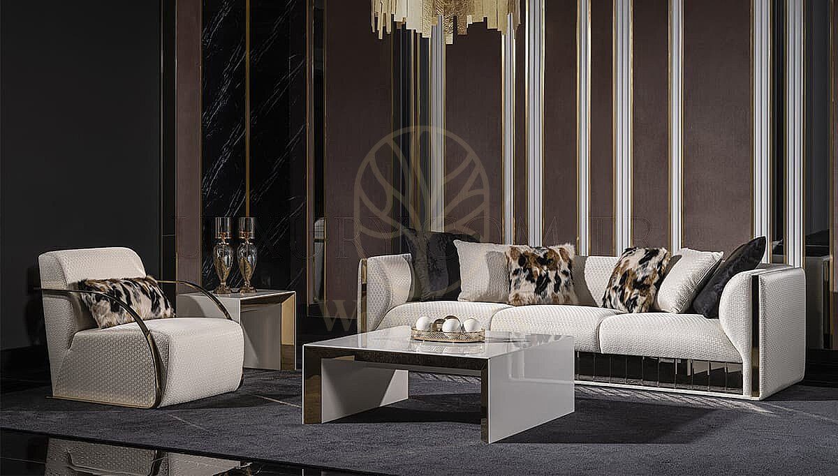 Luxury Rovena Gold Handcrafted Teak Sofa Set, Saharanpur, view 2