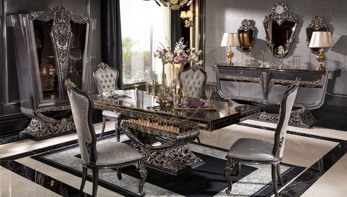 Royal Eritre Chesterfield Hand Carved Teak Dining Table Set, Saharanpur, Dining Table