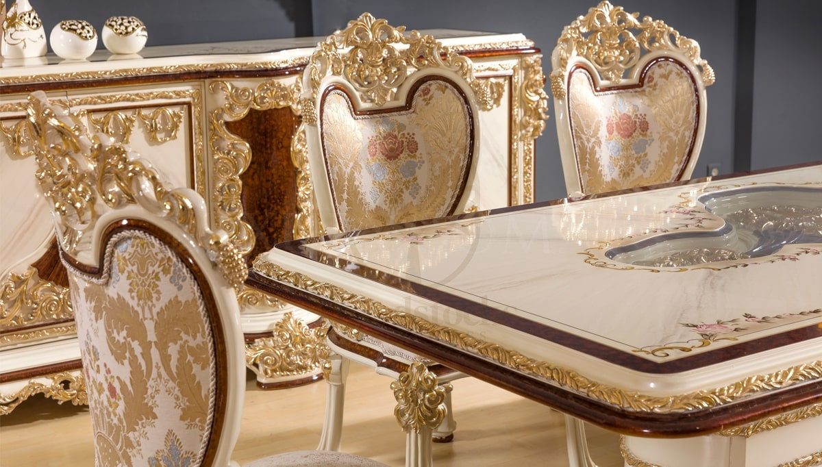 Royal Topkapi Hand Carved Teak Dining Table Set, Saharanpur, view 6