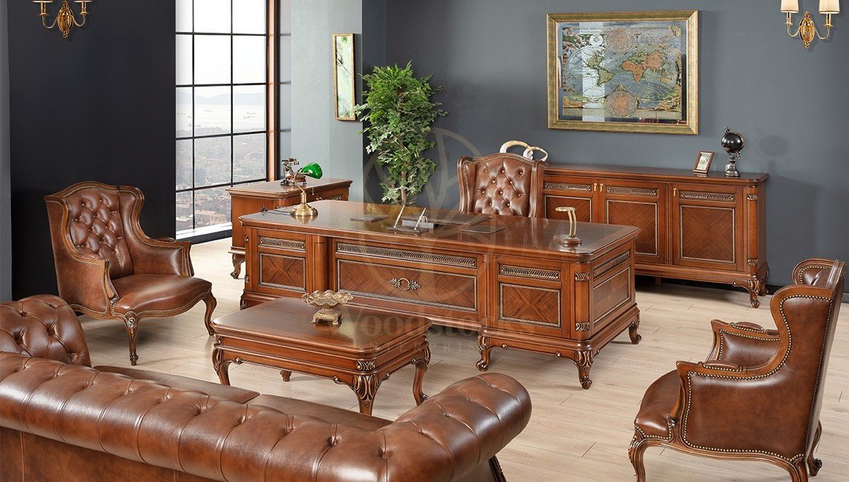 Royal Masdar Hand Carved Teak Office Table, Saharanpur, Office & Study Table
