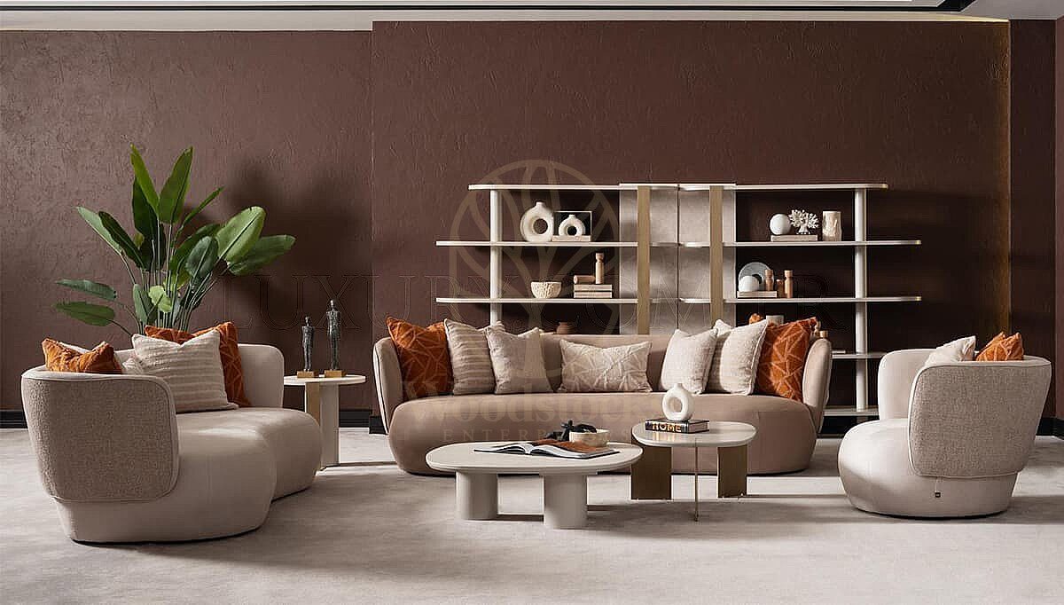 Luxury Novello Oval Handcrafted Teak Sofa Set, Saharanpur, view 4