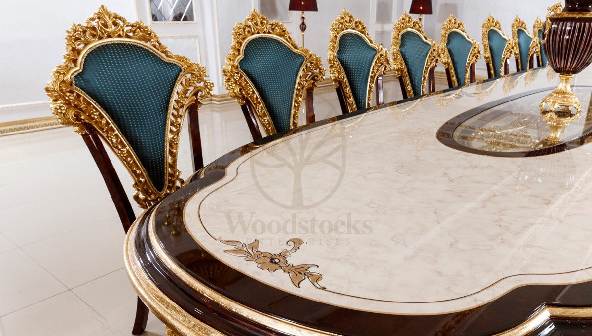 Luxury Hunkar Handcrafted Teak Dining Table Set, Saharanpur, view 6