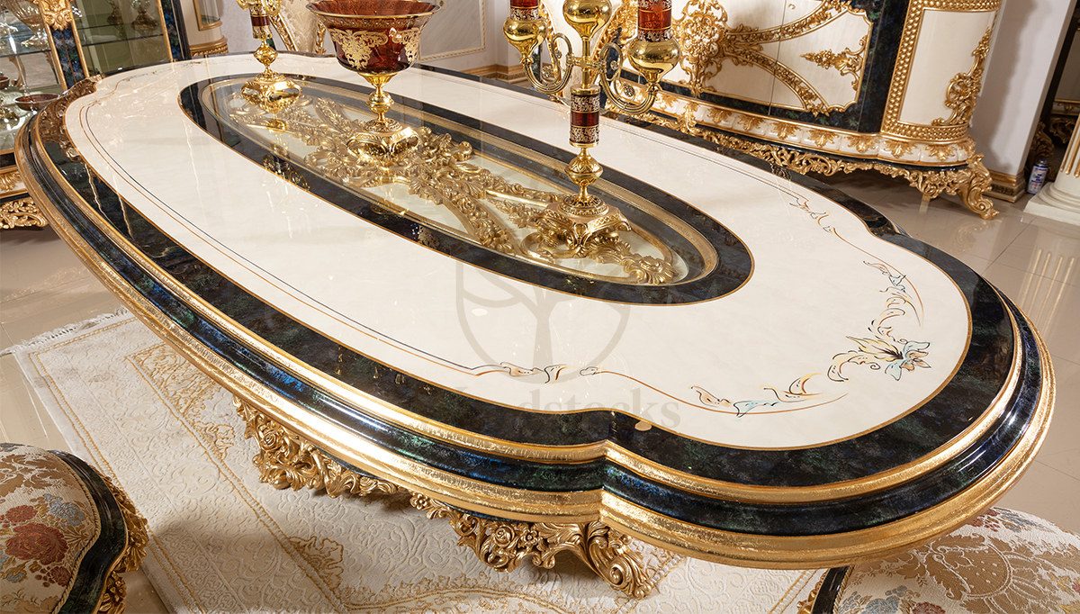 Royal Luxe Hand Carved Teak Dining Table Set, Saharanpur, view 2