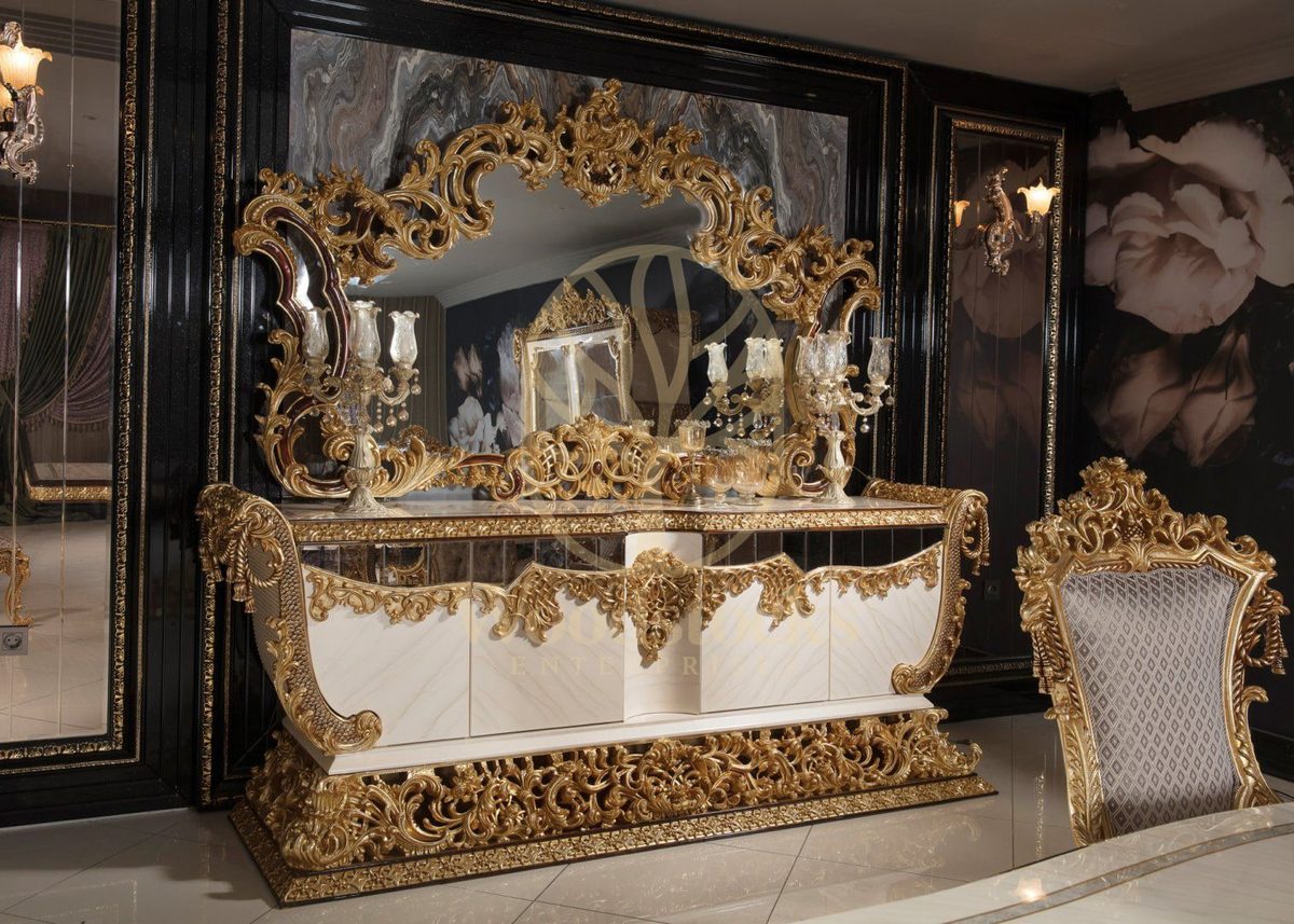 Teak Sovereign Antique Gold Console Table, Console Table