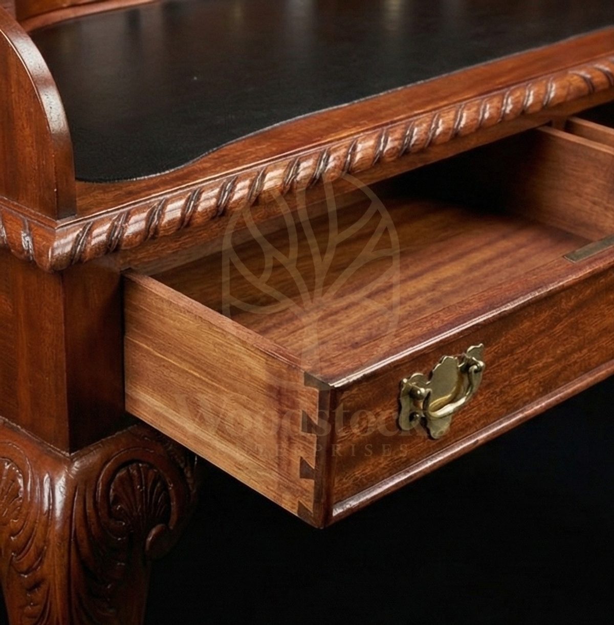 Hand Carved Teak Chippendale Clerk’s Writing Suite, Saharanpur, view 2