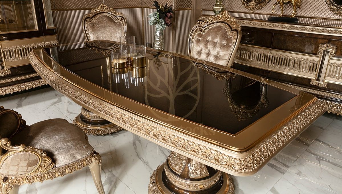 Royal Elviyon Hand Carved Teak Dining Table Set, Saharanpur, view 3