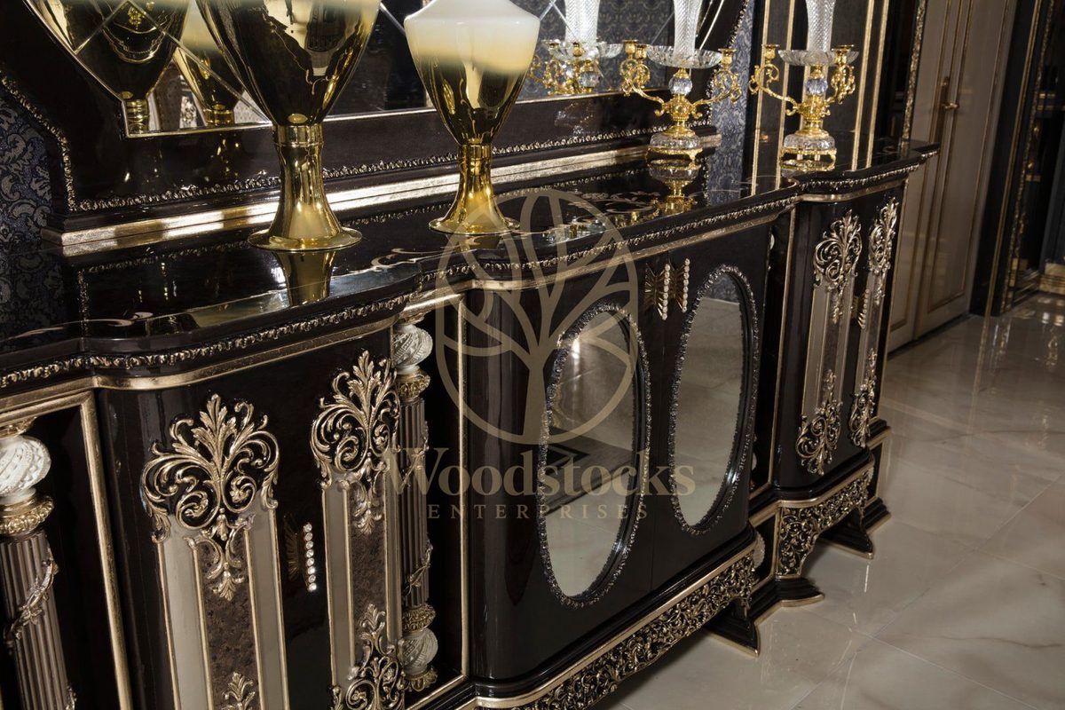 Teak Monaco Charcoal and Gold Console Table, view 4