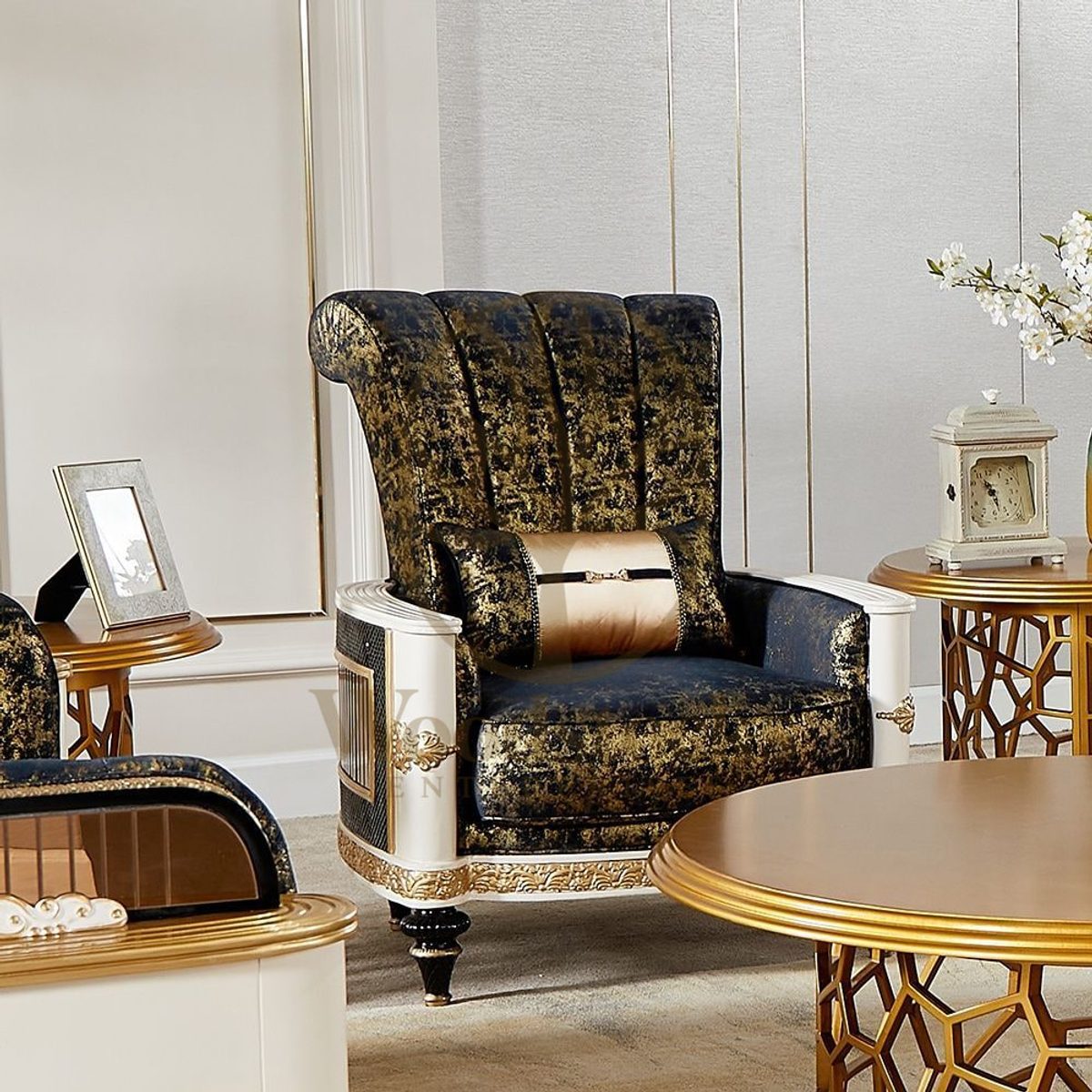Teak Luxury Gold Living Room Chair, Chairs