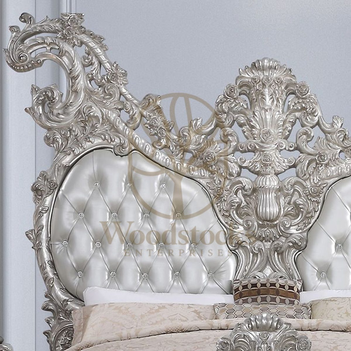 Teak Luxury Silver 5-Piece King Size Bed, view 3
