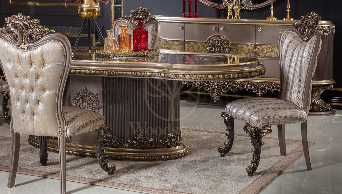 Royal Neova Brown Hand Carved Teak Dining Table Set, Saharanpur, view 3