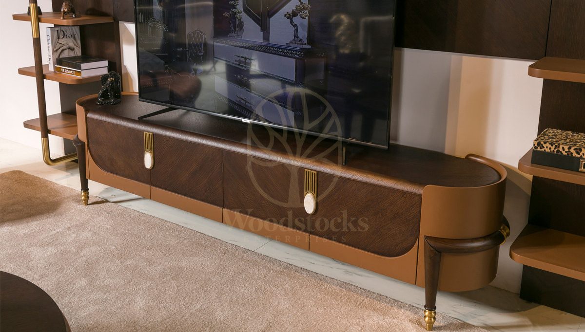 Luxury Lanvin Handcrafted Teak TV Cabinet, Saharanpur, view 2