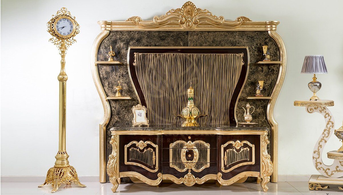 Luxury Tugrahan Black Handcrafted Teak TV Cabinet, Saharanpur, TV Cabinet