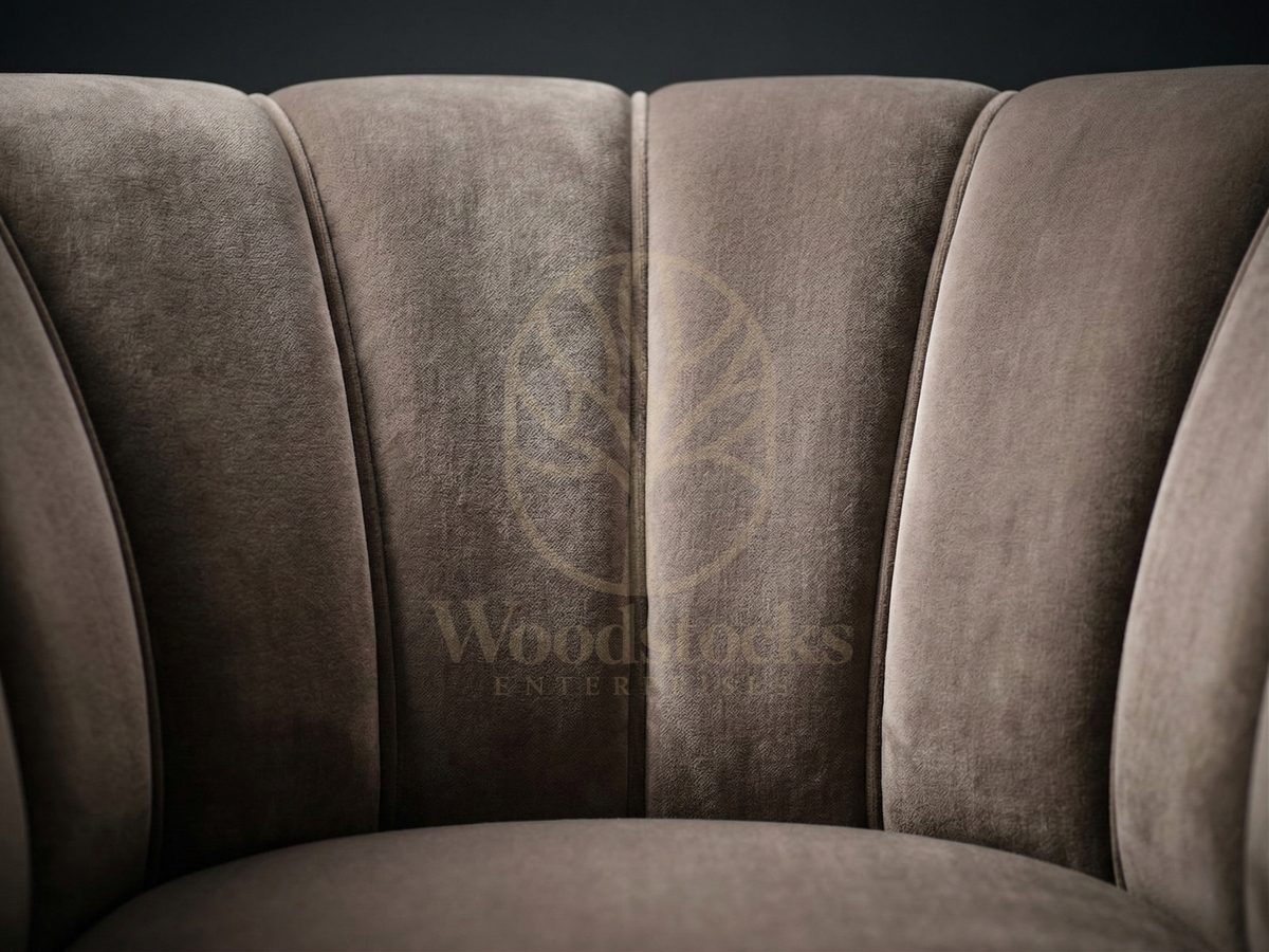 Luxury Teak Danish Art Deco Channel-Back Sofa, Saharanpur, view 3