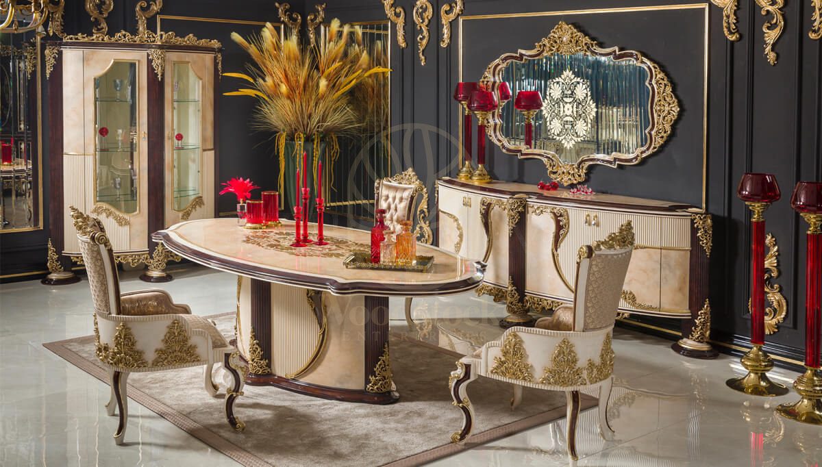 Royal Beril Brown Hand Carved Teak Dining Table Set, Saharanpur, Dining Table