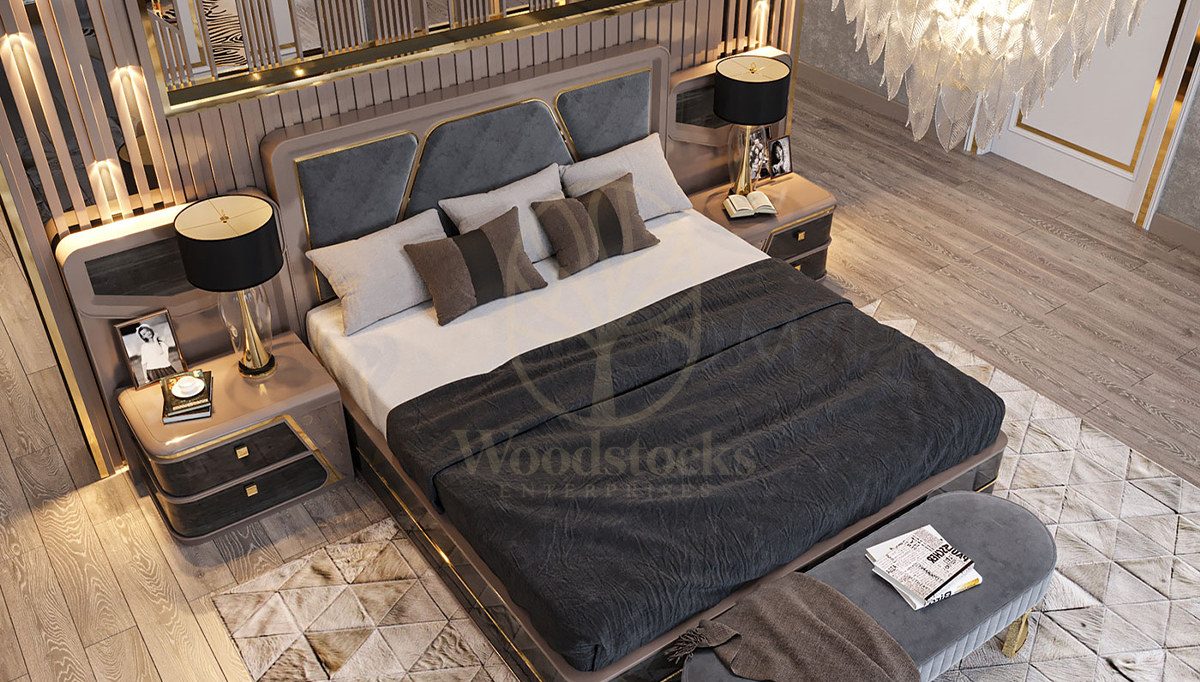 Luxury Mazzena Handcrafted Teak King Size Bed, Saharanpur, view 2