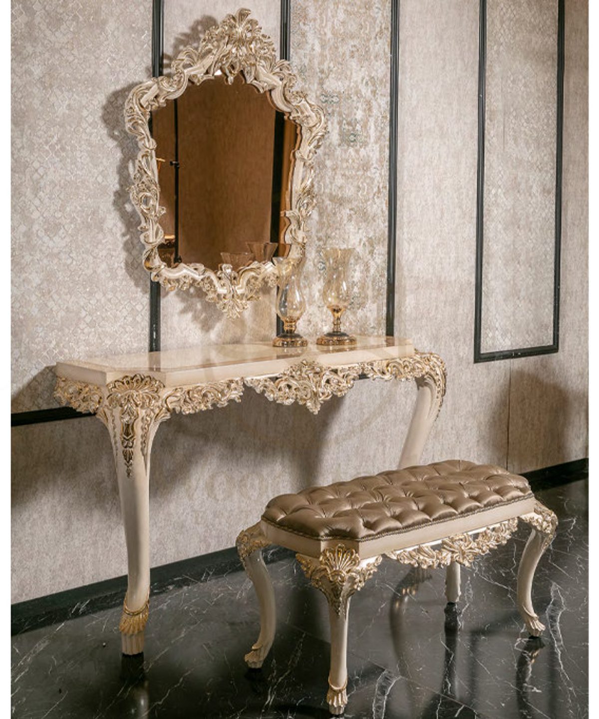 Royal Vitton White Hand Carved Teak Dining Table Set, Saharanpur, view 7