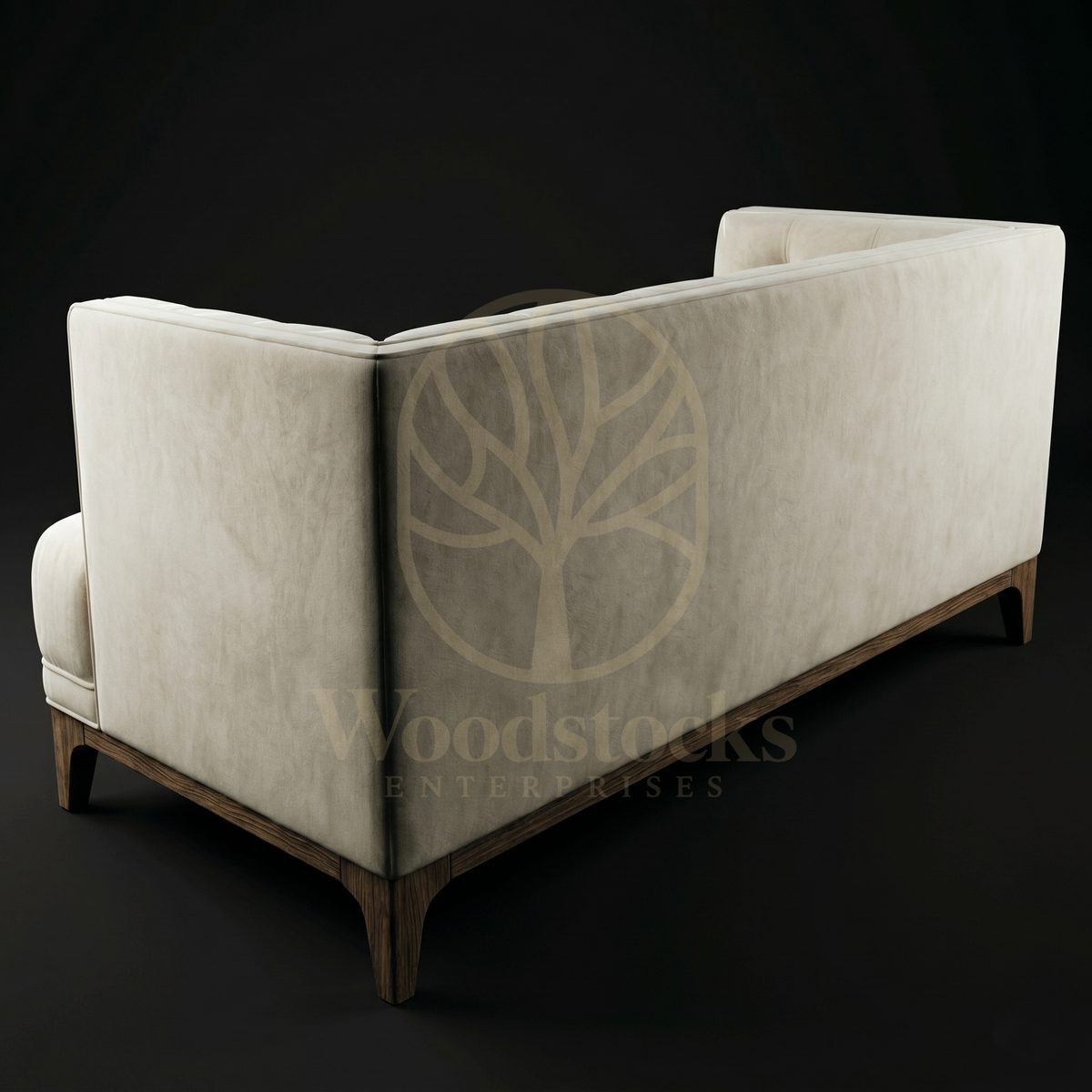 Luxury Teak Palm Springs Mid-Century Tufted Ivory Sofa, Saharanpur, view 4