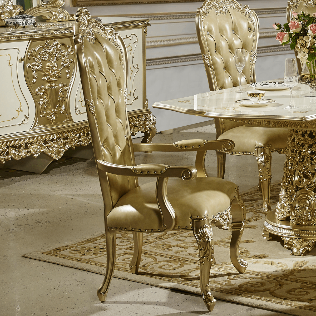 WSE High Quality Teak Wood Ornate Gold Decorative Mirror, Mirror Frame