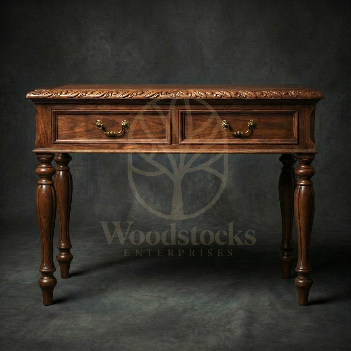 Hand Carved Teak Mayfair Classical Entry Console, Saharanpur, view 4