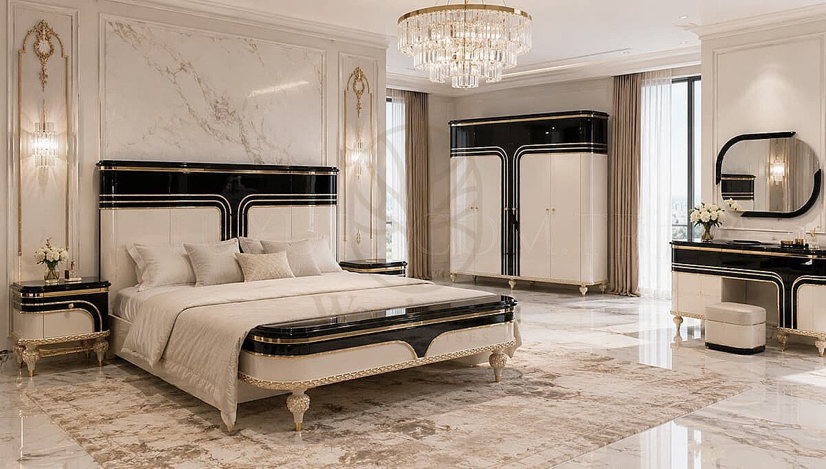 Luxury Montella White Black Handcrafted Teak King Size Bed, Saharanpur, view 3