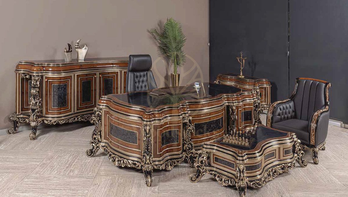 Royal Melba Hand Carved Teak Office Table, Saharanpur, view 4