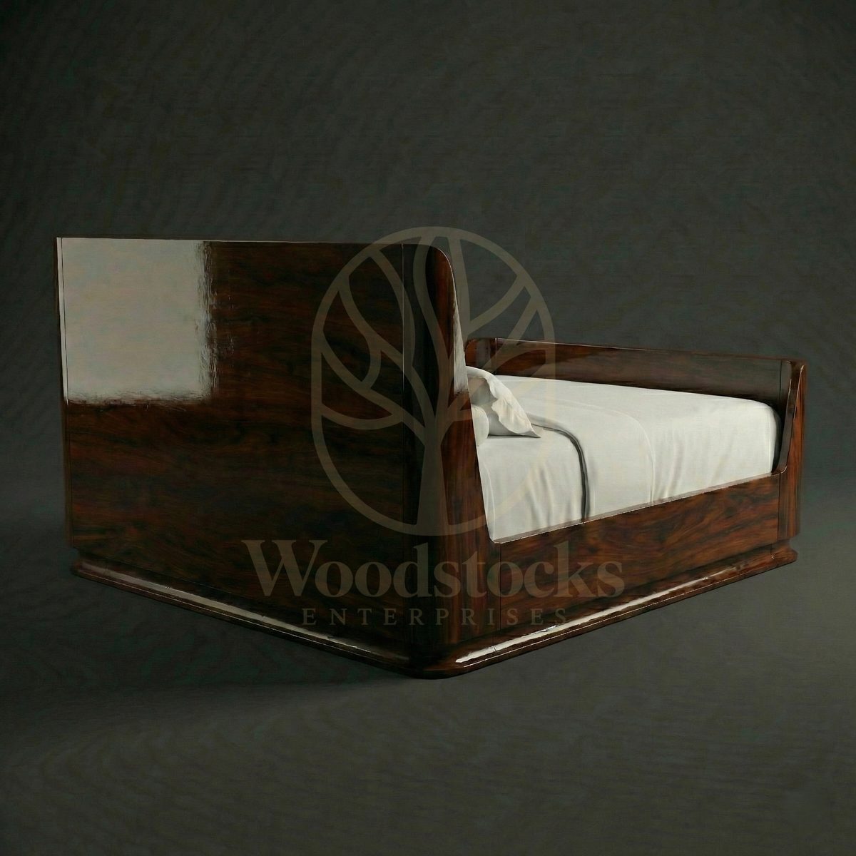 Luxury Teak Miami Streamline Moderne Leather Bed, Saharanpur, view 8