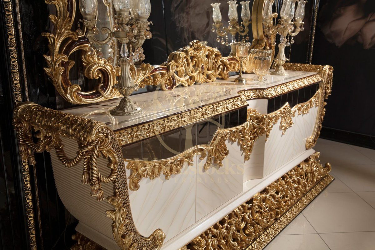 Teak Sovereign Antique Gold Console Table, alternate view