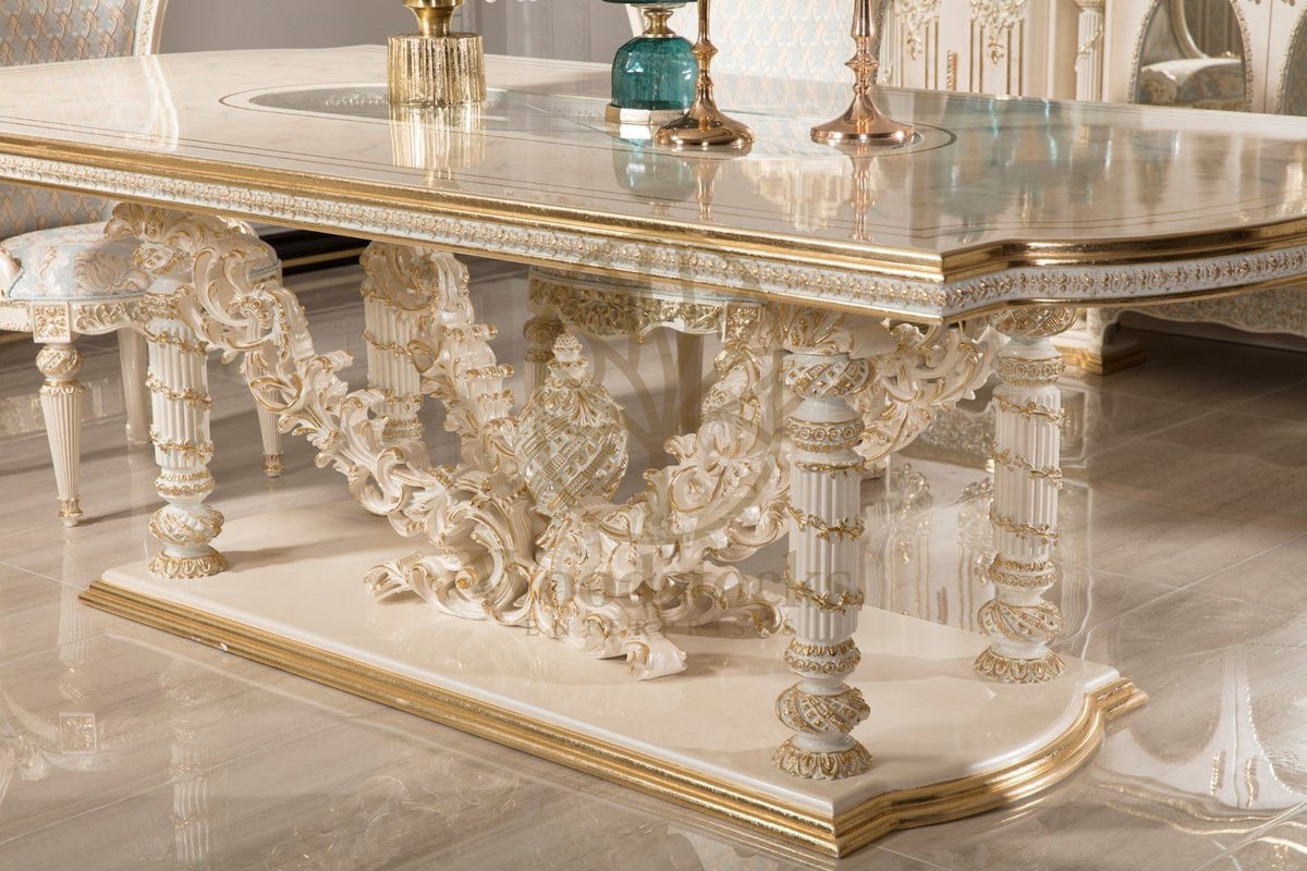 Teak Monaco Ivory and Gold Dining Set, view 5