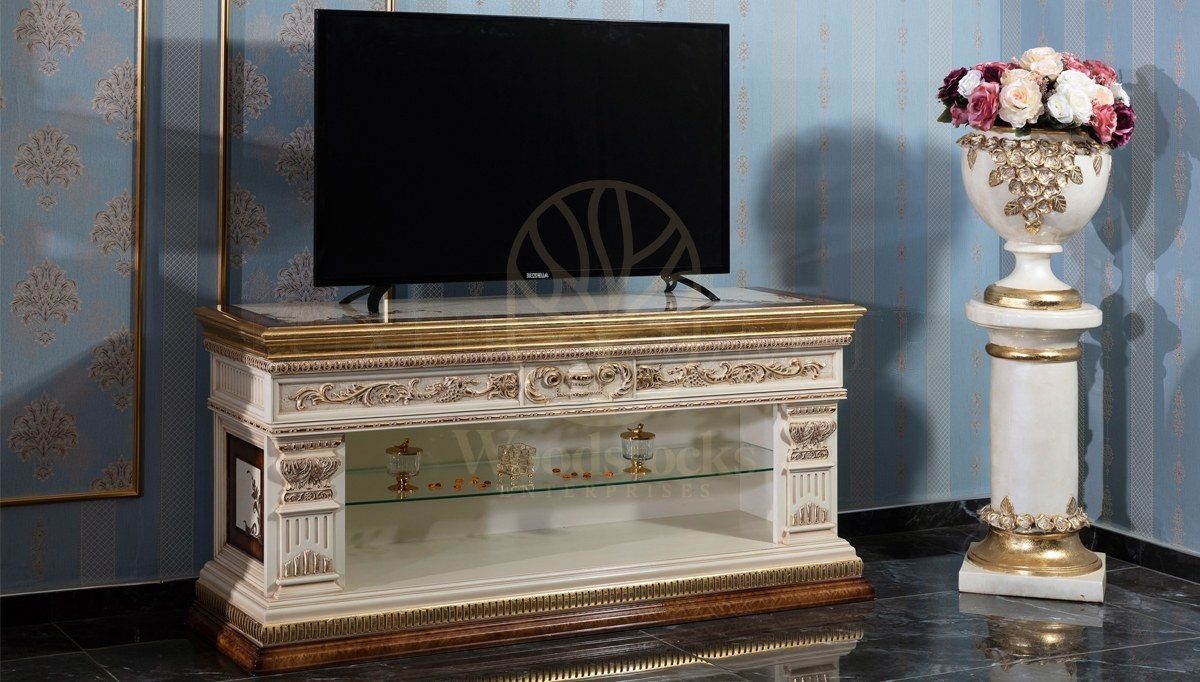 Royal Imparator Hand Carved Teak TV Cabinet, Saharanpur, TV Cabinet