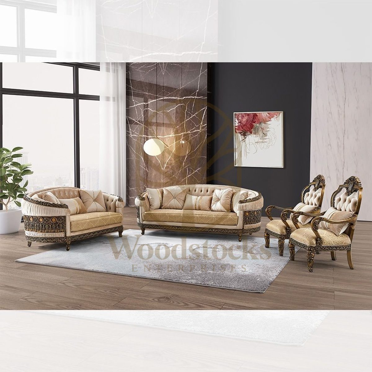Teak Royal Italian Luxury Sofa Set, Sofa Set