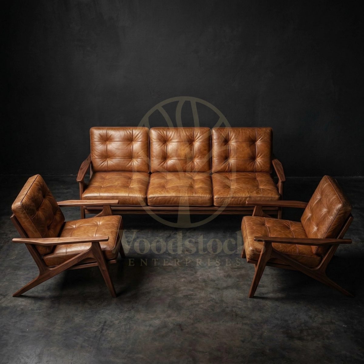 Luxury Teak Nørrebro Danish Mid-Century Leather Suite, Saharanpur, Sofa Set