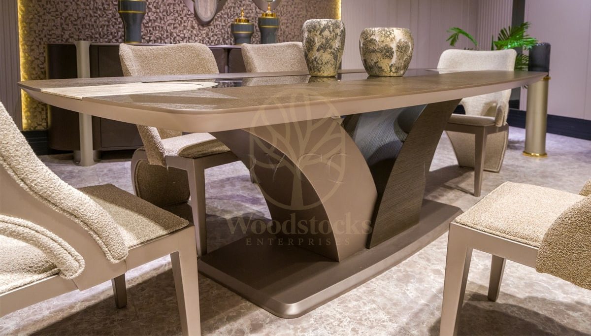 Luxury Loritas Handcrafted Teak Dining Table Set, Saharanpur, view 3