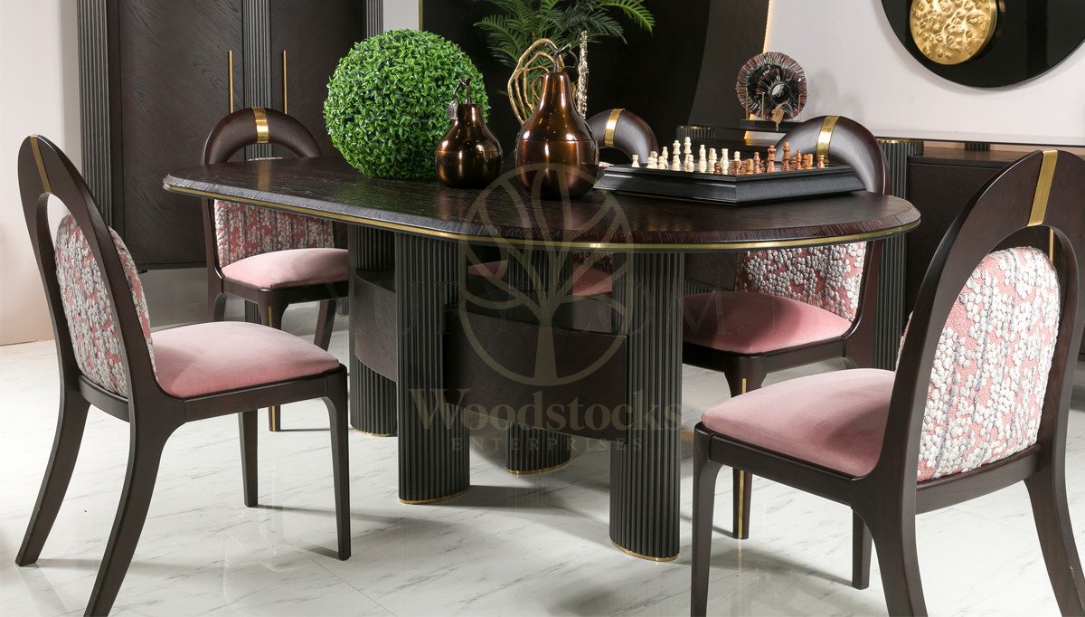 Luxury Vuitton Handcrafted Teak Dining Table Set, Saharanpur, view 6