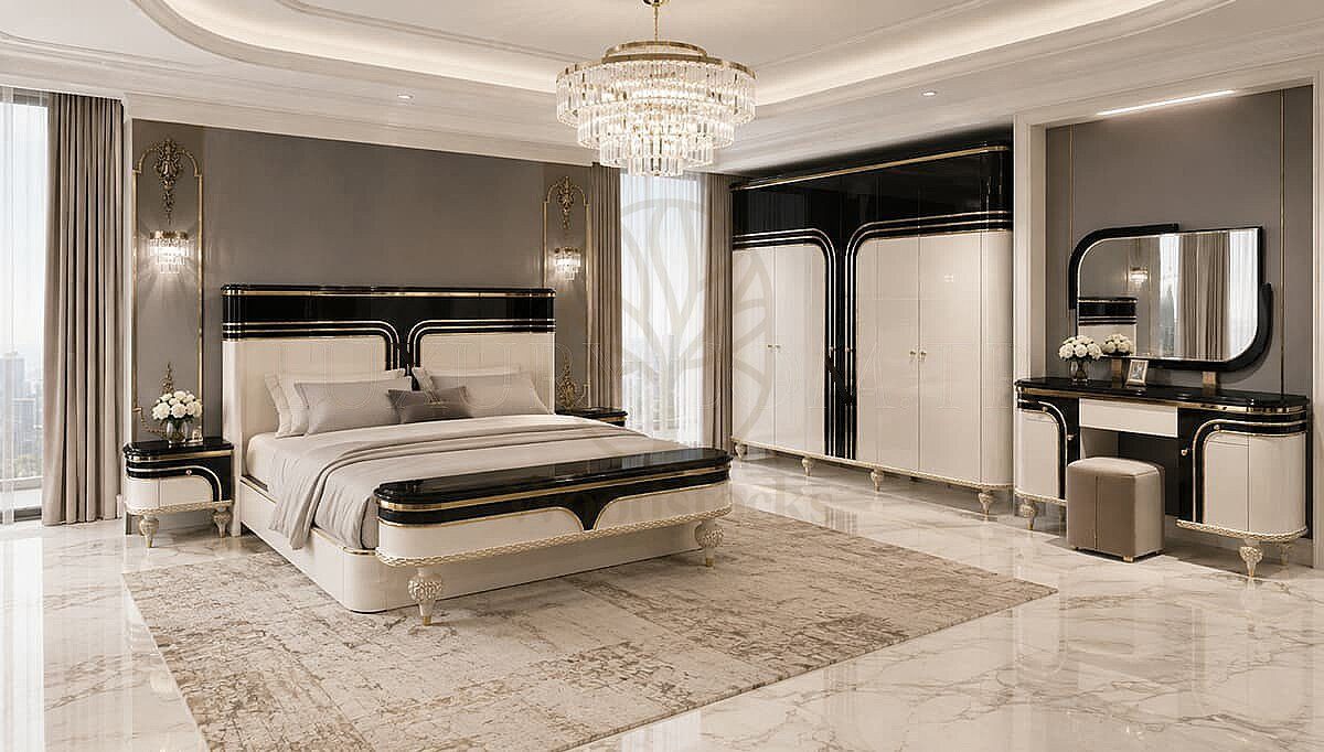 Luxury Montella White Black Handcrafted Teak King Size Bed, Saharanpur, view 4