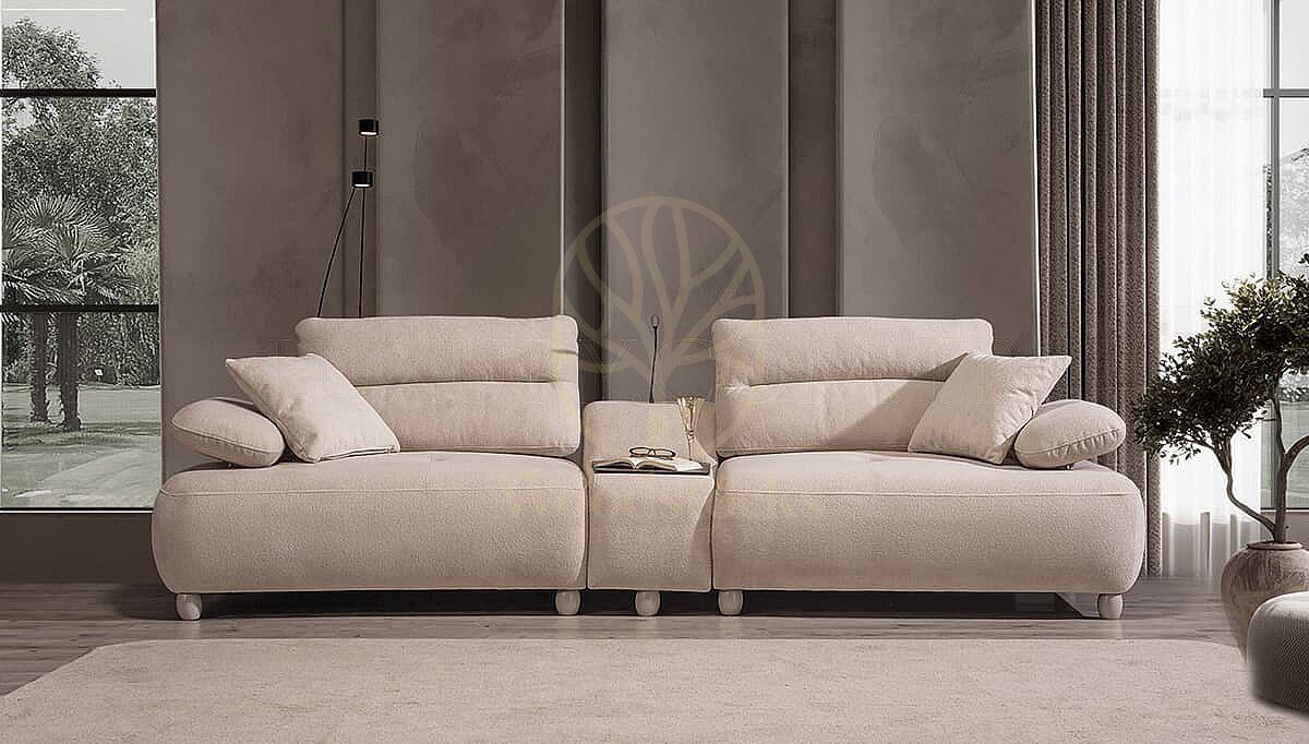 Luxury Norvella Beige Handcrafted Teak Sofa Set, Saharanpur, view 3