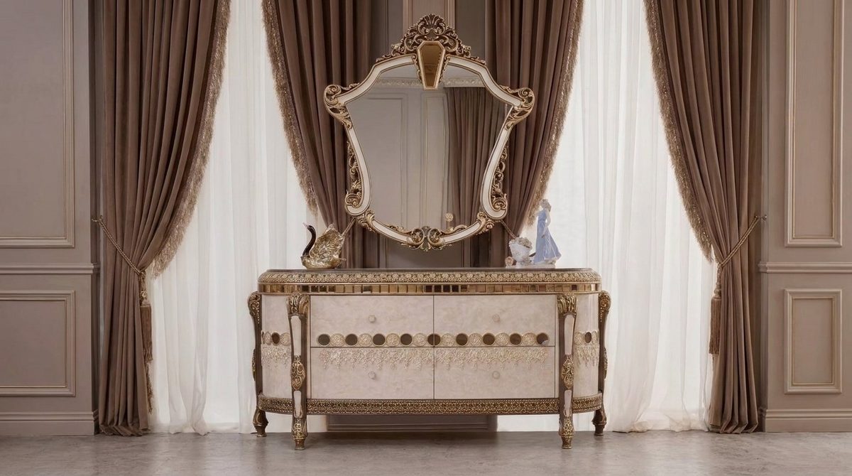 Teak Ornate Marbled Ivory Dressing Table II, Dressing Table