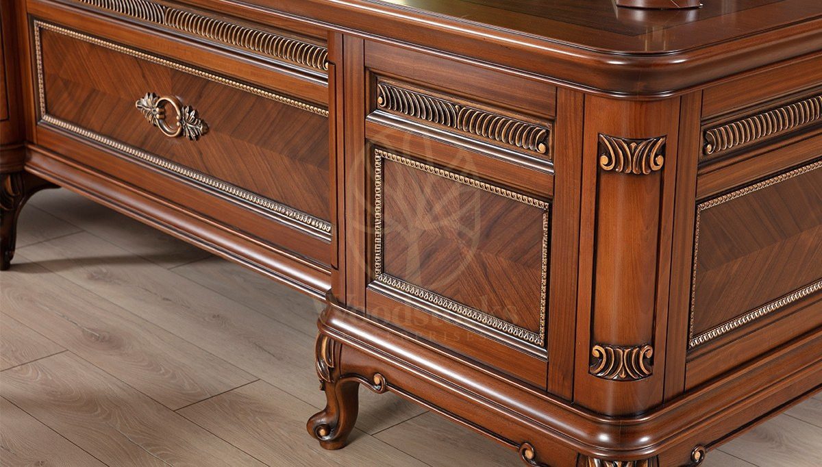 Royal Masdar Hand Carved Teak Office Table, Saharanpur, view 6