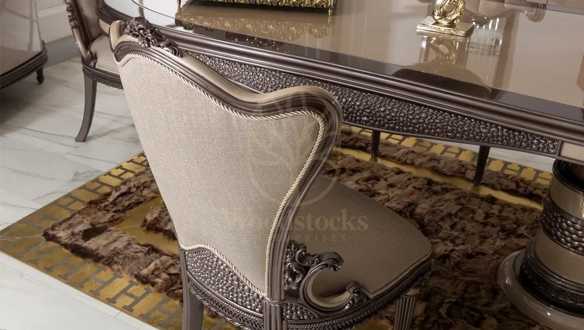 Royal Cassani Hand Carved Teak Dining Table Set, Saharanpur, view 2