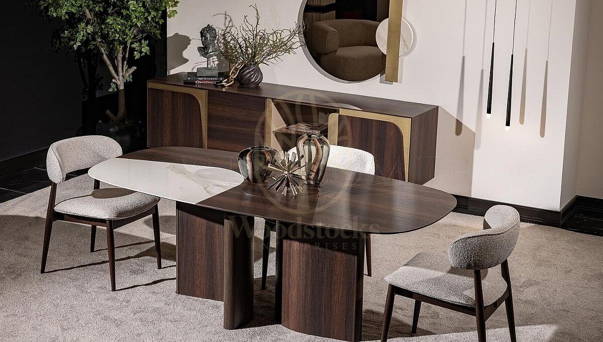 Luxury Sorrento Handcrafted Teak Dining Table Set, Saharanpur, view 2