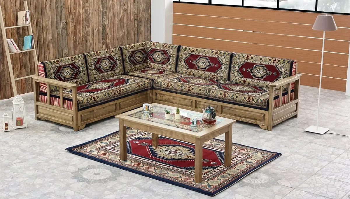 Royal Safir Hand Carved Teak L-Shape Sofa, Saharanpur, view 4
