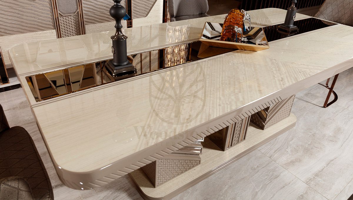 Luxury Oslov Handcrafted Teak Dining Table Set, Saharanpur, view 6