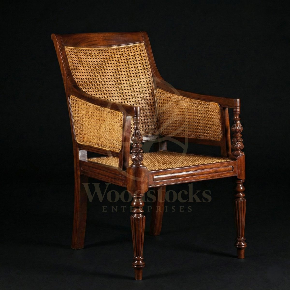Royal Teak Malabar Regency Cane Armchair, Saharanpur, Living Room Chair