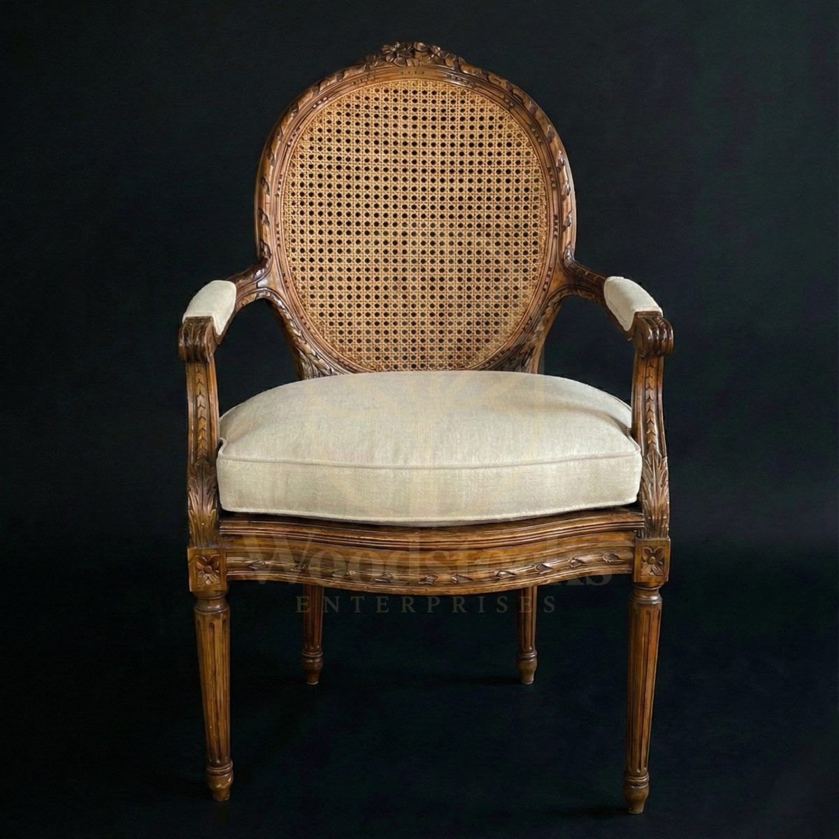 Royal Teak Le Fauteuil d’Orsay Parisian Cane-Back Salon Chair, Saharanpur, view 2