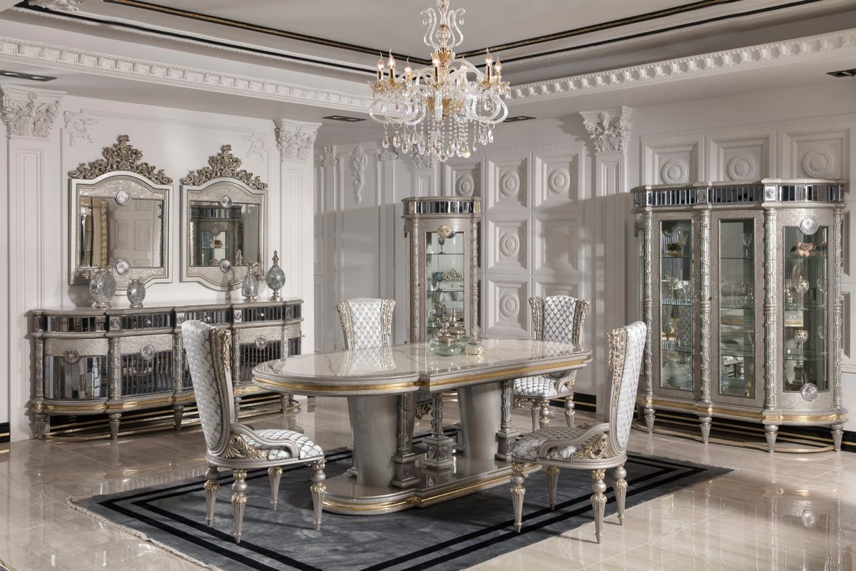 Teak Nora Silver Grey Dining Set, Dining Table
