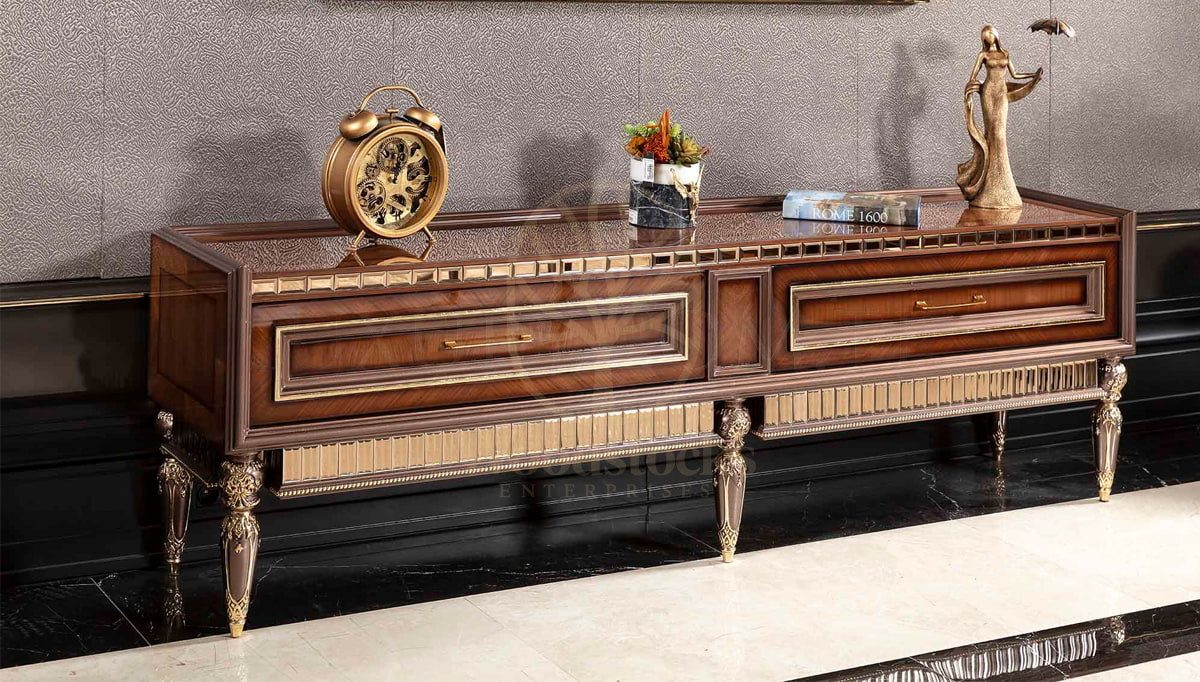 Royal Akira Walnut Hand Carved Teak Dining Table Set, Saharanpur, view 9