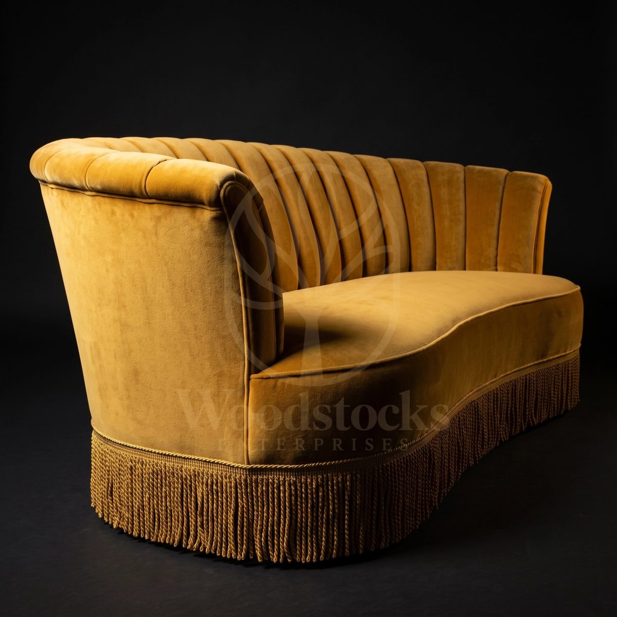 Luxury Teak Passementerie Gold Parisian Deco Settee, Saharanpur, view 2