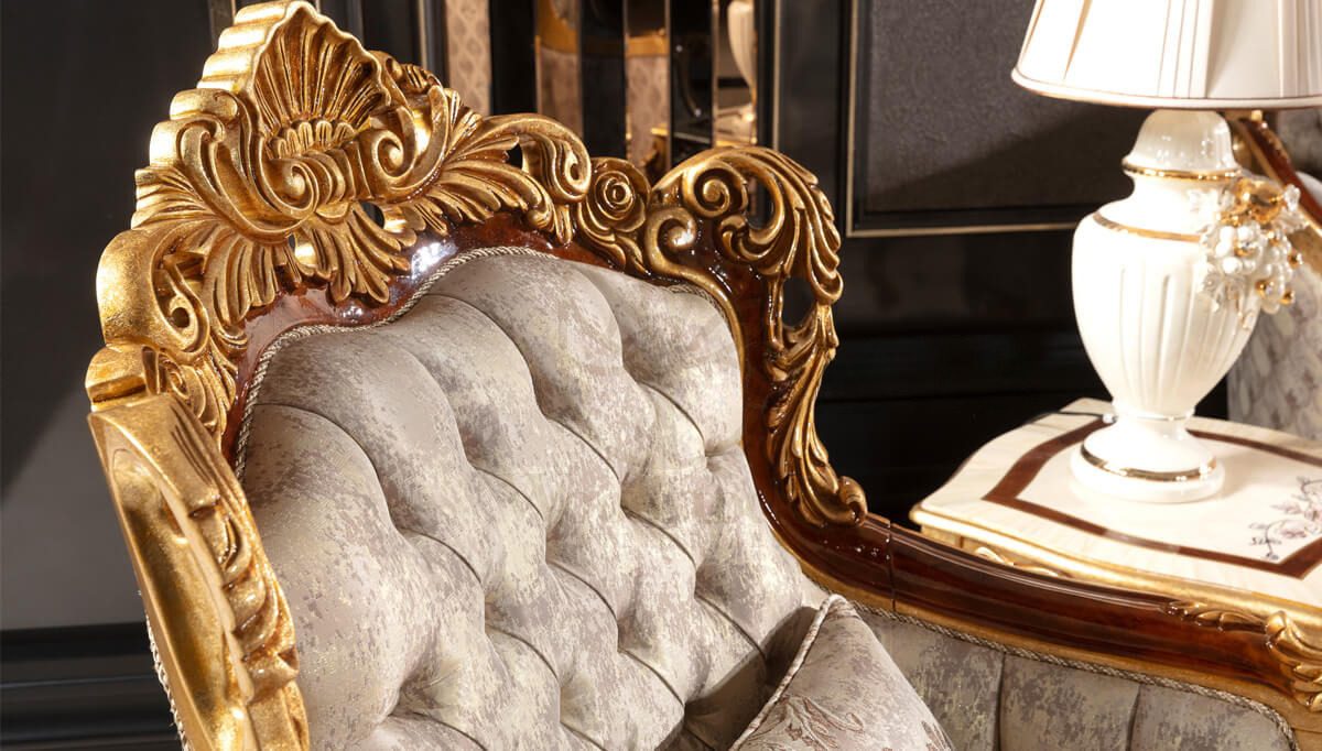 Royal Martinik Gold Leaf Hand Carved Teak Sofa Set, Saharanpur, view 5