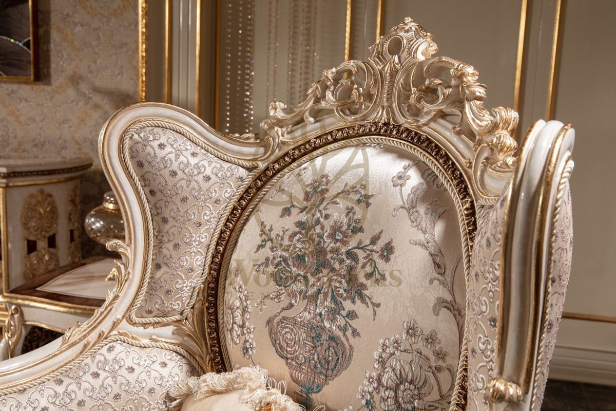 Teak Monaco Cream and Gold Wingback Sofa Set, view 14