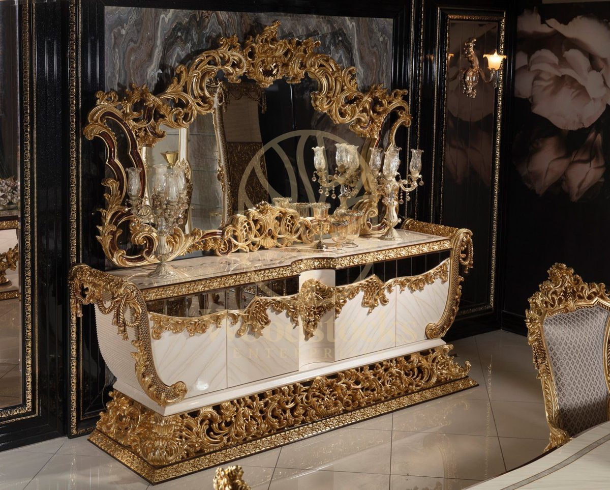 Teak Sovereign Antique Gold Console Table, view 5